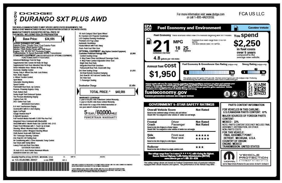 2021 Dodge Durango SXT Plus AWD