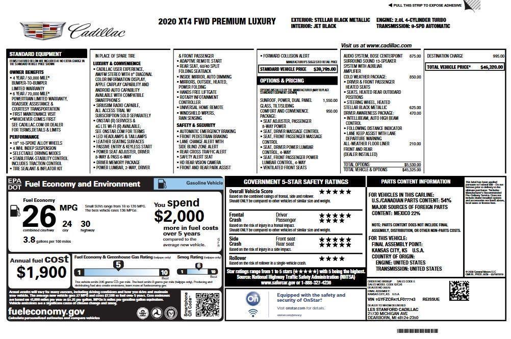 2020 Cadillac XT4 Premium Luxury