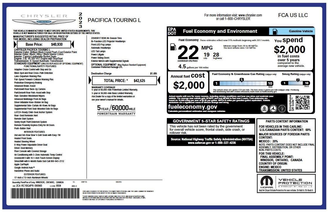 2023 Chrysler Pacifica Touring L