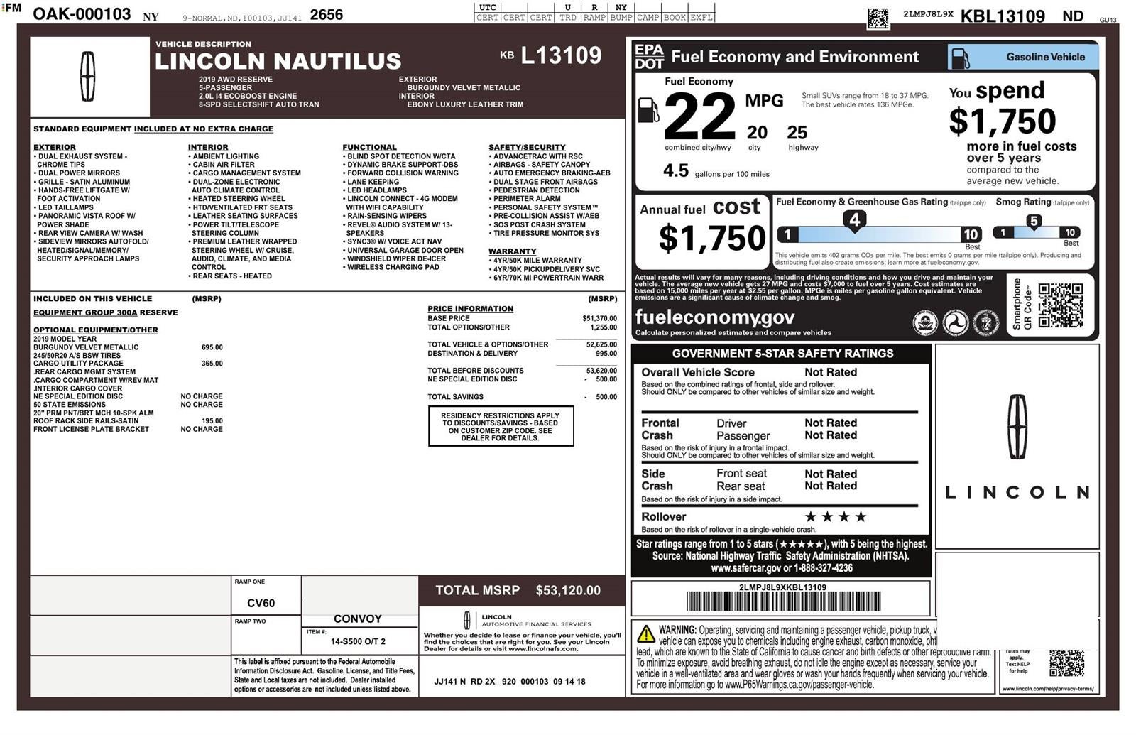 2019 Lincoln Nautilus Reserve