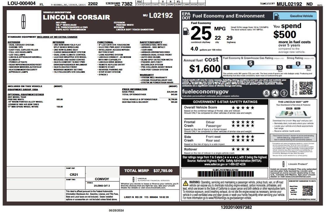 2021 Lincoln Corsair Standard