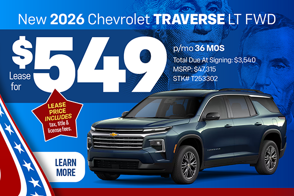 New 2026 Chevrolet Traverse LT